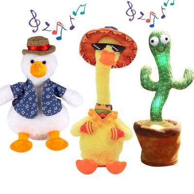 China Gift Available Dancing Cactus Plush Toy Singing 120 Songs Dancing and Twisting Duck Luminous Voice Interaction Plush Toys for sale