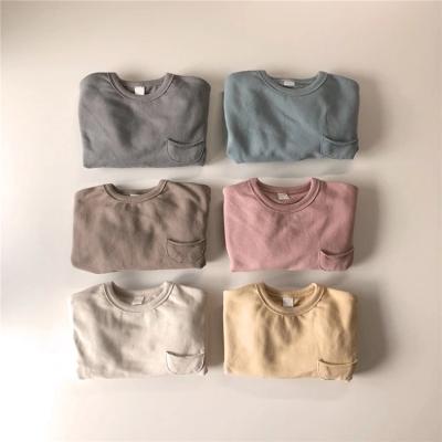 China Polyester/new cotton boys and girls solid color children's suit autumn children's sweater long-sleeved suit for sale