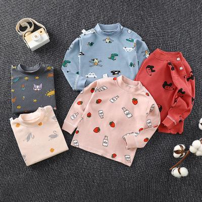 China Wholesale Hongwin Spring Long Sleeve Breathable Baby Crop Tee 100 Cotton Baby Tops Unisex Tops For Girls for sale