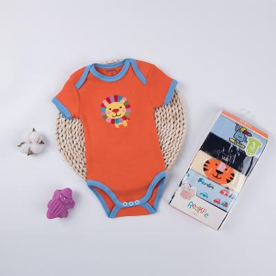 China Wholesale Hongwin Spandex/Cotton Newborn Baby Rompers Summer Chiffon Bodysuits 5 PCS Sets for sale