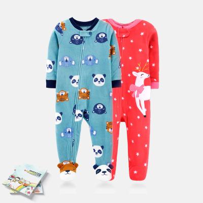 China Hongwin 100% Cotton Baby Boy and Girl's Overalls with Two Way Front Zipper Mittens Footie Bamboo Baby Romper Set for sale