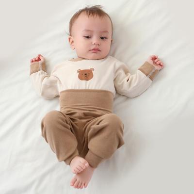 China Hongwin Cotton Breathable Baby Ribbed Comfortable Two Piece Set Sleepsuit Pajamas Set for sale