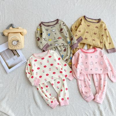 China Hongwin Autumn Top And Pants 2pc Breathable Raglan Sleeve Set Baby Rib Clothing Set Pajamas for sale