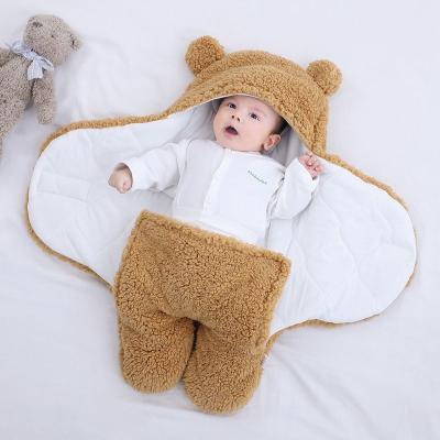 China Hongwin Bunny Super Soft Crochet Newborn Baby Wraps Cute Unisex Folded Wrap Covering for sale