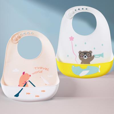 China Hongwin Baby Bib Silicone Washable Waterproof Baby Bib Large With Food Catcher Baby Silicone Bibs for sale