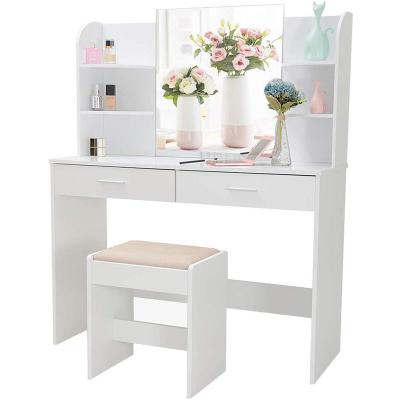 China Hot sale white color corner hollywood vanity makeup table foldable with mirror dressers women bedrooms wholesale for sale