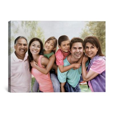 China Custom Photo Realistic 100% Hand Painted Museum Quality Family Oil Portrait Painting for sale