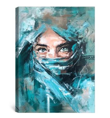 China Impressionist Acrylic Blue Figure Human Woman Artwork Painting On Canvas for sale