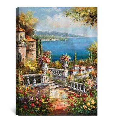 China Hot Sale Handmade Mediterranean Artwork Oil Painting Palette Knife Oil Canvas Impressionist Painting For Hotel Wall Art Decor for sale