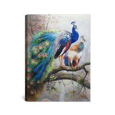 China Realistic Modern Wall Art Hand Painted Peacock Oil Painting On Canvas for sale