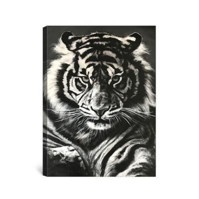 China Realistic High Quality Handmade Animal Tiger Black and White Oil Painting for sale