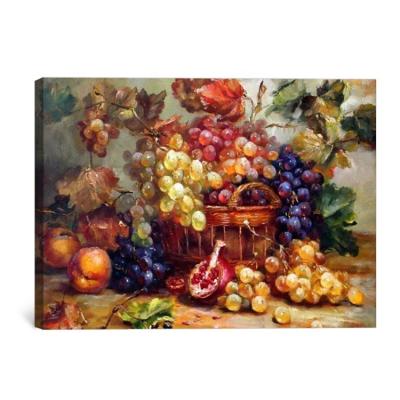 China Classic Wall Art Distiller Life Fruit Basket Oil Painting On Canvas For Home Decoration for sale