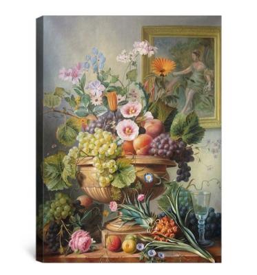 China Beautiful Classic Fruit and Flower Still Life Decor Canvas Oil Painting for sale