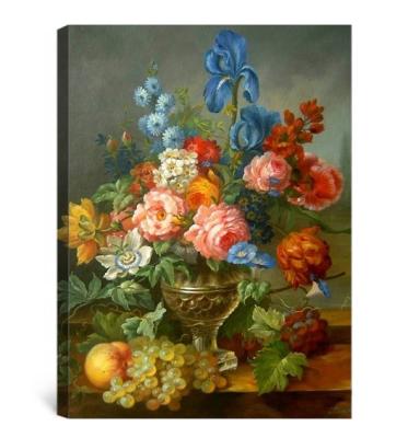 China Classical Frame Flower Canvas Handmade Realistic Oil Painting for sale