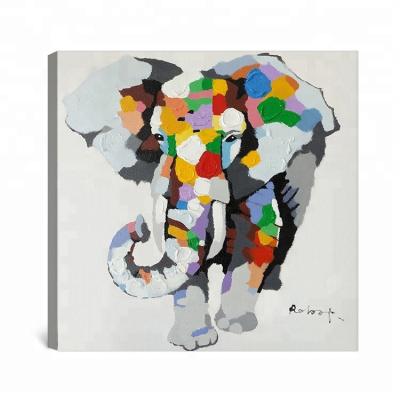 China Modern Handmade Modern Wall Art Pop Art Elephant Colorful Oil Painting for sale