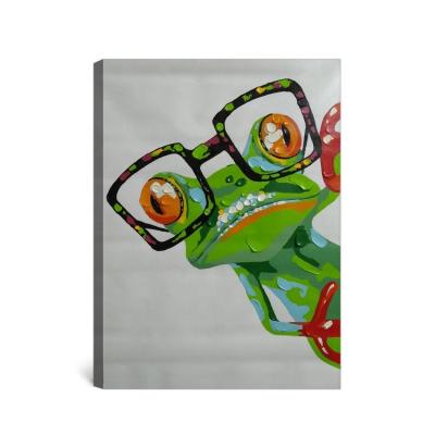 China 100% High Quality Modern Handmade A Frog With Glass Canvas Oil Painting For Home Decor for sale