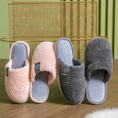 China Anti-skid Plush Fluffy Faux Fur Winter Indoor Warm Home Room Woman Man Slipper for sale