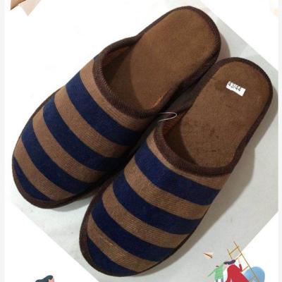 China Women And Men Couples Striped Plush Home House EVA Lightweight Four-season Indoor Slipper for sale