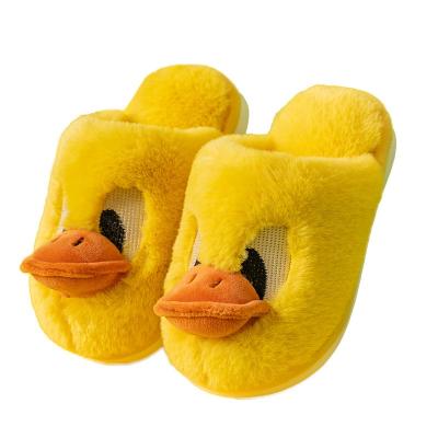 China Flat Cute Animal Fuzzy Fluffy Fluffy Duck Children Kids Indoor Warm Winter Indoor Home Slipper for sale