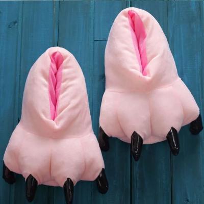 China Indoor Fuzzy Paw Plush Moti-Colors Anti-Smell Monster Toy Slipper Animal Shoes for sale