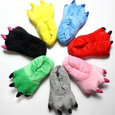 China Indoor Fuzzy Paw Plush Moti-Colors Anti-Smell Monster Toy Slipper Animal Shoes for sale