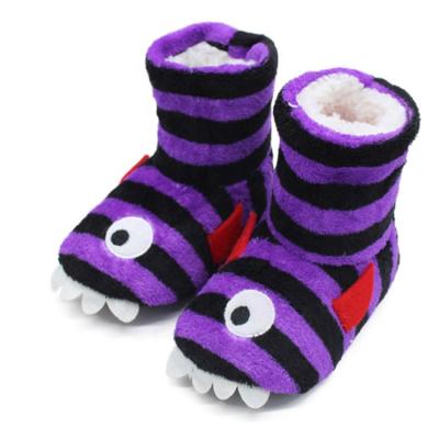 China Anti-Slippery Plush Anti-slippery Blurred One-Eyed Monster Baby Kids Winter Boots Warm Indoor Booties for sale