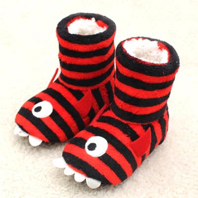 China Anti-slippery Fur Anti-slippery Blurred One-Eyed Monster Baby Kids Winter Boots Warm Indoor Booties for sale