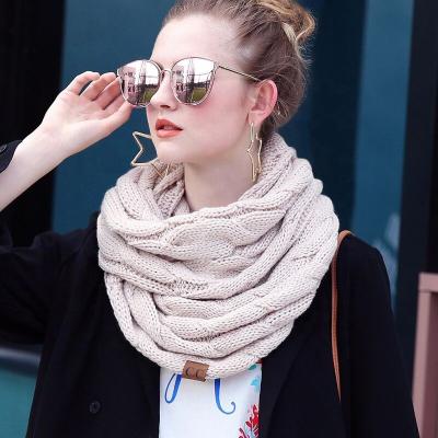 China Multi Color Flexibility Autumn Winter Woman Ladies Warm Acrylic Twisted Pattern Knitted Scarf for sale