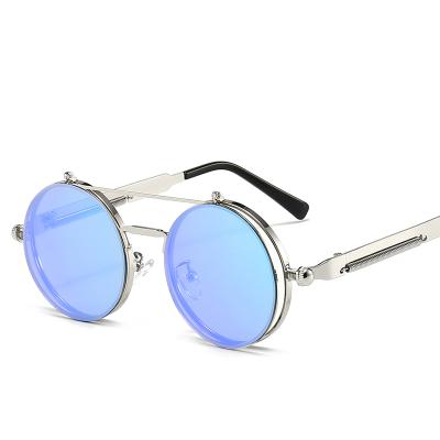 China Retro Design Steampunk Flip Up Sunglasses High Quality Round Metal Frame Steampunk Flip Up Sunglasses for sale