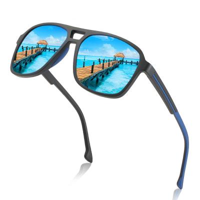 China Vintage Sun Glasses Men Square Double Bridge Sports Sunglasses Cycling TR90 2021 Motor Polarized Glasses Polarized Sun Glasses for sale