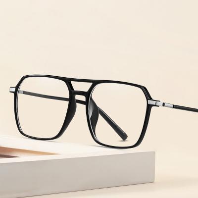 China Square TR90 Oversized Eyeglasses Vintage Double Bridge Optical And Frame Telling Eyeglasses Anti Blue Light Clear Sight Glasses for sale