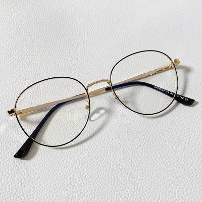 China Designer Wholesale Fashion Brand Metal Optical Spectacle and Reading Frame Anti Blue Light Round Glasses Frame for sale