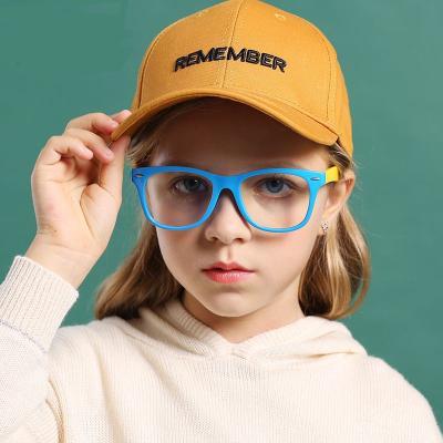 China Retro Design Kids Reading Glasses Brand Glasses Frame Anti Blue Light Soft Silicone Frame for sale