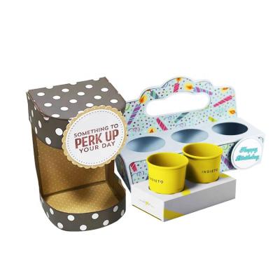 China Disposable Custom Logo Print Disposable Paper Tea Coffee Cup Holder Take Away Paper Cup Holder Tray for sale