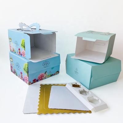 China Disposable Custom Disposable Paper Cake Box With Handle , Pop Printing Cake Box for sale