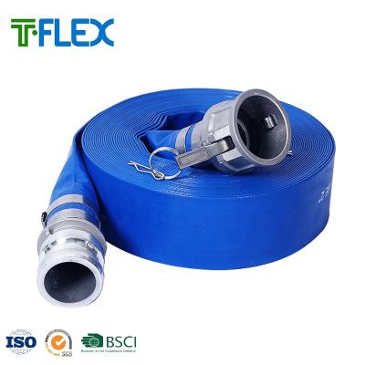 China 6 Inch Flexible Lay PVC Pump Layflat Hose with Pin Lugs Couplings for sale