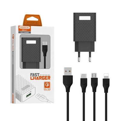 China FAST Charging Mobile Phone A77 Hign Speed ​​Charger Kit QC3.0 Charger With 3.1A Usb Fast Cable For Iphone Charger for sale