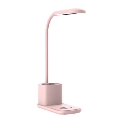 China 2021 New Product 360 Adjustable Large Capacity Bedroom Bedside Table Lamp Freely With Wireless Charger LED Desk Lamp for sale