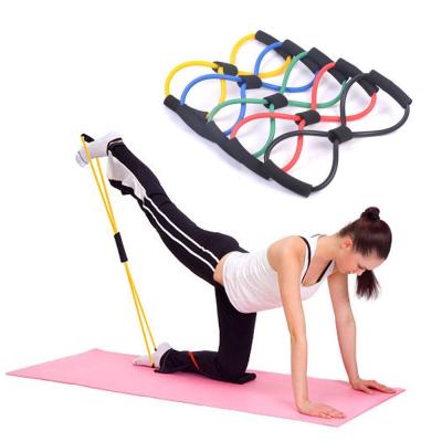 China Rubber Shaped Body Building Fitness Exercise Workout Equipment Chest Expander Yoga Pull Rope 8 Bands Resistance Bands for sale