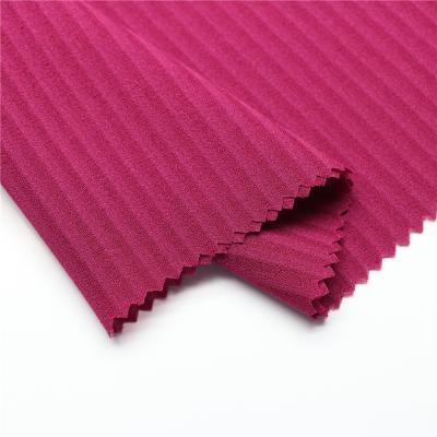 China 2021 Double Faced Shaoxing 100 Polyester Fabric Customized 75D Twist Stripe Woven Fabric For Dress for sale