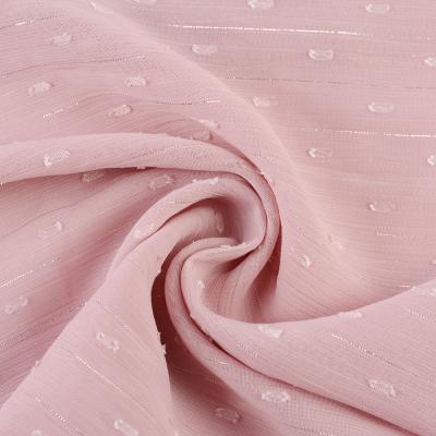 China Shaoxing Textiles Breathable 100% Polyester Fabric Crepe With Ribbon Cut Dots For Lady Dress for sale