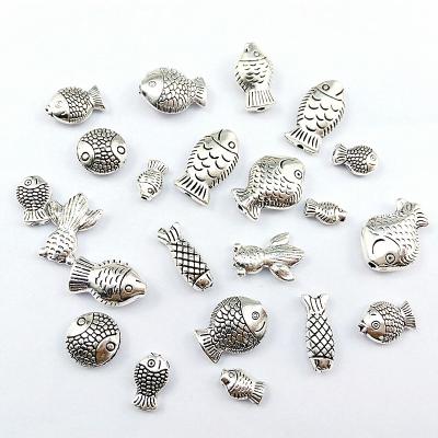 China Wholesale High Quality Wholesale Silver Small Fish Tibetan Animal Spacer Mixed Metal Loose Charm Bead For Jewelry Making Diy Bracelet Accessoreise for sale