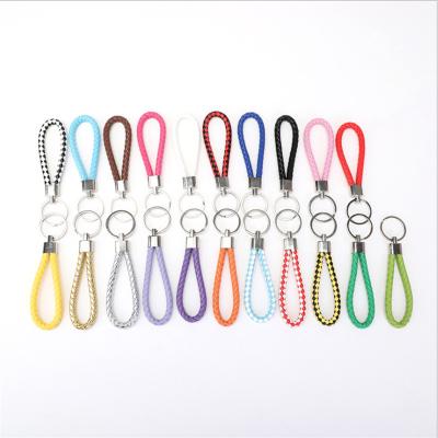 China High Quality Wholesale Price PU Leather Rope Key Chain DIY Bag Holder Car Key Chains Men Women Braided Woven Pendant Key Chains for sale