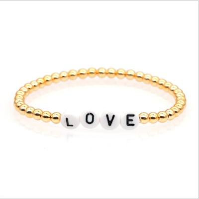 China High quality handmade acrylic gold plated alphabet bracelet DIY gold color bead letter bracelet for woman manufacturers wholesale for sale