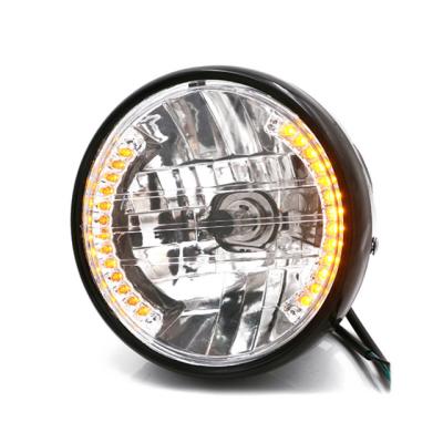 China ABS+PC 7 Inch 12V Vintage Motorcycle Round LED Headlight Head Light LED Motorbike Headlight Lamp for sale