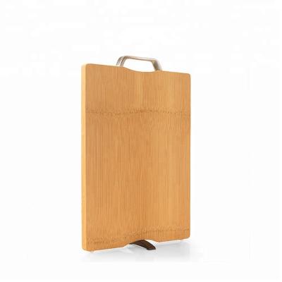 China Viable high quality reversible bamboo cutting board with metal handle and stand for sale