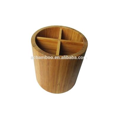 China Wholesale 4 Compartment Sustainable Utensil Rack Kitchen Tools Bamboo Jug for sale