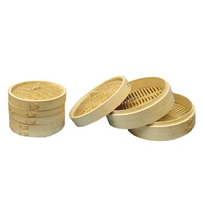 China 3 Piece Sustainable Bamboo Steamer Set , Food Cooking Steamer Basket Wholesale for sale