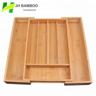 China Sustainable Utensil Drawer Organizer, Bamboo Silverware Organizer Expandable Kitchen Drawer Cutlery Tray Organizer for sale