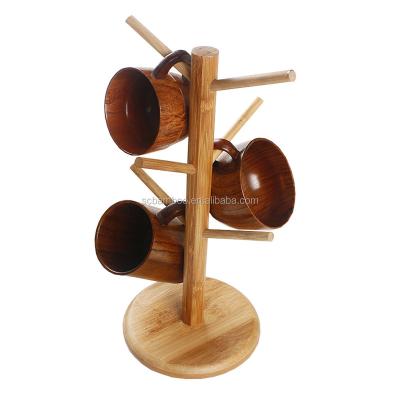 China Sustainable Bamboo Coffee Cup Tree , Wooden Espresso Cups Stand For Cooking for sale